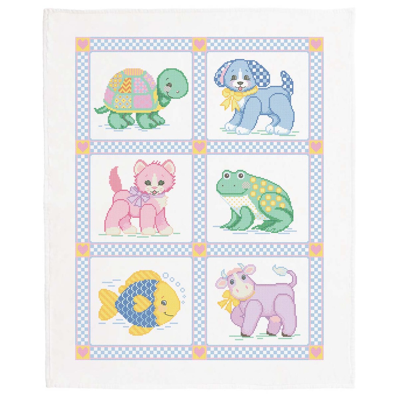 Baby by Herrschners Toy Animals Baby Quilt Top Stamped Cross-Stitch Kit